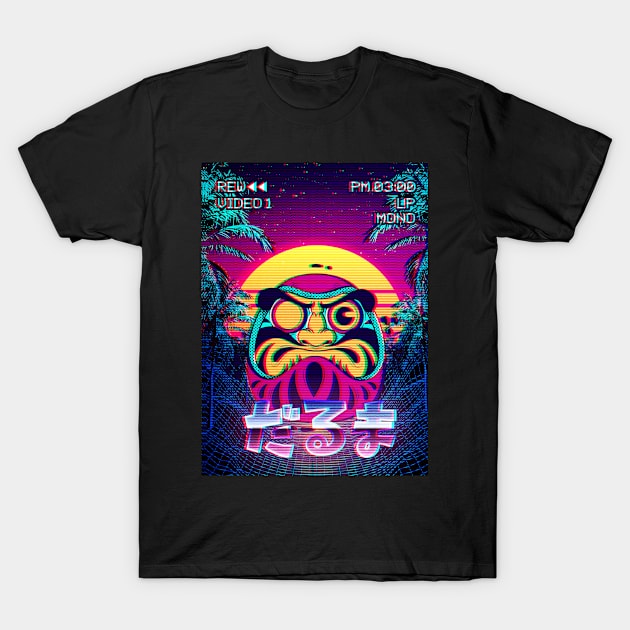 Daruma Doll Vaporwave Aesthetic Vintage Retro VCR Gift T-Shirt by Alex21